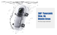 Transparent Dive Case for 360 Camera, 360° Full Coverage, Waterproof Housing, Unobstructed View