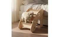 Dog Steps for Bed Solid Wood Construction Wooden Dog Stairs Stable Design Wooden Pet Stairs for Short-Legged Dogs, Senior Pets, Indoor