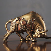 Mechanical Bull Figurine Steampunk Bull Figurine Ornament for Bookshelf
