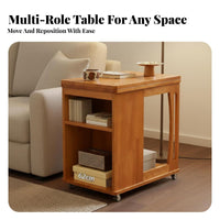 Space Saving Mobile Coffee Table with Storage Shelves Multi-Functional Design Rolling Side Table with Storage Easy Assembly Living Room Furniture for Apartment Dwellers, Homeowners, Students, Small Areas, Bedroom, Home Office