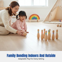 Wooden Bowling Toy for Kids, Educational Indoor Game, Colorful Set for Boys and Girls