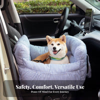 Built-in Safety Leash Dog Car Seat Detachable and Washable Dog Carrier Car Seat Side Storage Pockets for City Commuters, Daily Errands, Home