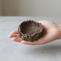 Tree Stump Bowl Tortoise Water Bowl, Realistic Resin Tortoise Water Dish for Reptiles and Frogs, Shallow Depth Reptile Feeding Accessory, 2.5cm