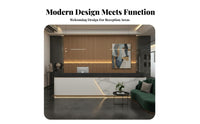 Modern Reception Desk Sturdy Construction Marble Pattern Service Desk Sturdy Structure Front Counter with Storage for Receptionists, Company Entrance
