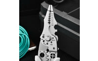 Multi-Functional Multifunctional Wire Stripper Sharp Cutting Blade Wire Cutter and Crimper Comfortable Grip Cable Stripping Pliers Safety Lock for Electricians