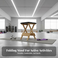 Solid Wood Frame Foldable Mind-Body Practice Stool Portable Pilates Stool Fitness Equipment for Home Gym
