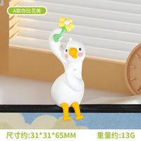 Cute White Goose Computer Screen Decoration and Charger Cable Holder