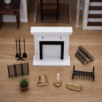 1:12 Dollhouse Miniature Wooden American Fireplace Cabinet Decor