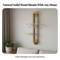 Solid Wood Wall Mounted Cat Climber Space-Saving Wall-Mounted Cat Climber Set Sturdy and Long-Lasting Pet Supplies Easy Installation for Apartment Dwellers, Small Areas, Along Walls, Living Room, Bedroom