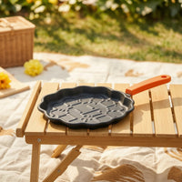 Sunflower Frying Pan Lightweight Flower Shaped Skillet Scalloped Pan Compact for Campers, Camping, Small Kitchens