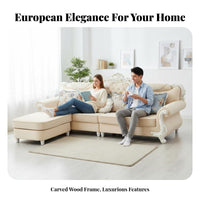 Corner Chaise Lounge Set European Design Living Room Furniture Tufted Backrest Sectional Sofa for Apartment Dwellers, Lounging Area, Home Entertaining