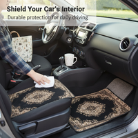 TEMU Vintage Nordic Style Car Floor Mats 4-Piece Set