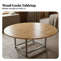 Round Folding Table Foldable Round Wood Folding Table Space-Saving for Restaurant Owners, Homeowners, Banquets, Parties, Weddings