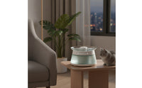 Wireless Drinking Fountain with Glass Tray Translucent Glass Pet Fountain Sleek-Profile Pet Waterer Ultra-Quiet for Home