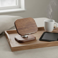 360 Rotating Desk Phone Stand Wood Wooden Phone Stand Hands Mobile Accessory for Bedside, Office