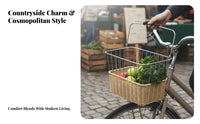 Quick Release Design Folding Bike Basket Large Capacity Woven Front Bike Basket Long-Lasting Construction for Shopping