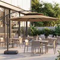 Cantilever Patio Umbrella Ventilated Top Cantilever Umbrella with Base Crank-Open for Homeowners, Vendors, Garden, Backyard, Balcony