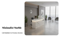 Modern Reception Desk Sturdy Construction Reception Desk Lockable Drawer Ier Checkout Counter for Customers, Office Workers, Company Lobby