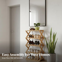 Installation-No-Assembly Foldable Shoe Rack Space-Saving Narrow Entryway Rack Multifunctional Narrow Multi-Tier Shoe Shelf Unit Strong Load-Bearing for Apartment Dwellers, Homeowners, Hallway, Corner, Bedroom, Balcony