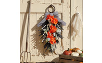 Skeleton Wreath Black Wreath with Bow Door Hanging Decoration Easy to Hang Skeleton Hanging Decor Lightweight for Porch