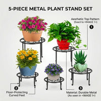 Plant Stand for Plant Stands Indoor Use, Pack of 5 Metal Tier Holders in a Creative Style, Small Plant Pot Stand Indoor, Pot Holder Set for Patio