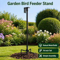 Minimalist Tall Black Birdhouse Pole Stand, Heavy Duty Metal with 5-Prong Base, Adjustable for Garden Backyard Outdoor