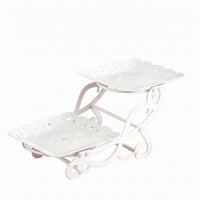 Decorative Folding Dessert Display Stand Raised Rims Two-Tier Dessert Stand Scroll-Style Cupcake Display Holder Lightweight for Events, Parties