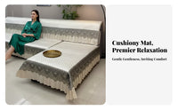 Non-Slip Quilted Seat Cover Year-Round Use Quilted Sofa Mat with Lace Skirt European Design Couch Protector Thickened for Homeowners, Parents, Living Room, Bedroom, Window Bench, Play Area