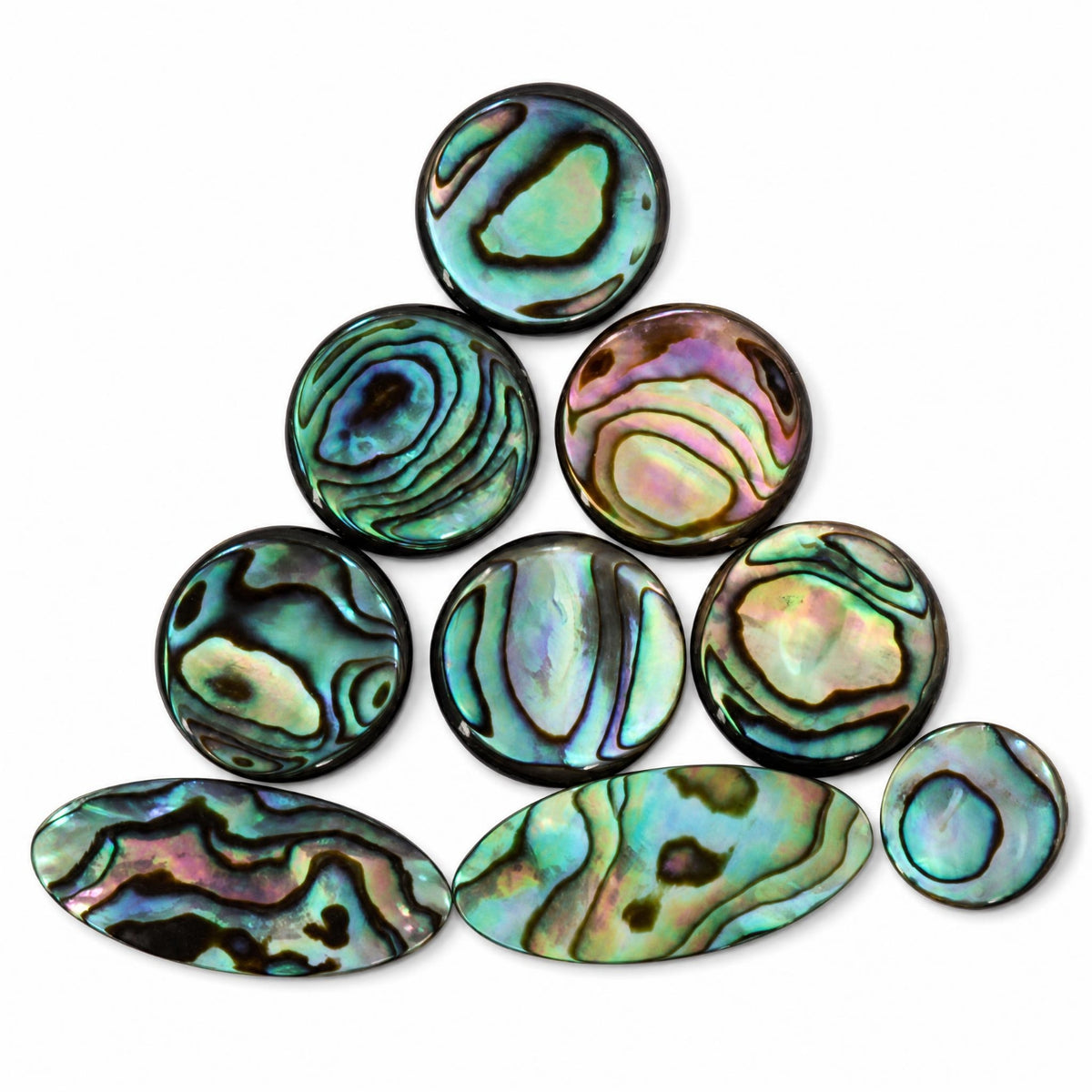 9 Pieces Iridescent Saxophone Key Inlay Pearly Sheen Sax Key Button Set Polished Saxophone Button Replacement Black-Edged