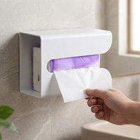 Toilet Roll and Toilet Paper Holder for Bathroom, Wall-Mounted Tissue Paper and Wet Wipes Dispenser, Modern Minimalist Style No Drill Tissue Box