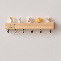 Rustic Wood Key Holder for Small Apartment, 6 Hook Hanger, 25cm Key Hook with Mail Organizer, Modern Matte Black, 10 kg Capacity