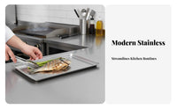 Food Grade Rectangular Steel Tray sturdy Rimmed Rectangular Tray Rust-Resistant Kitchenware Easy to Clean for Home Cooks, Party Hosts, Barbecue, Kitchen, Restaurant, Cafeteria