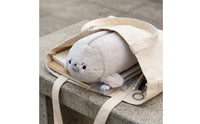 Stuffed Seal Pen Case Cartoon-Like Faux Hair Pen Case Zipper Stationery Item Protective for School, Desk