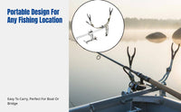 Double Fixed Metal Rod Holder, Adjustable Base, Portable Support for Bridge & Boat Fishing