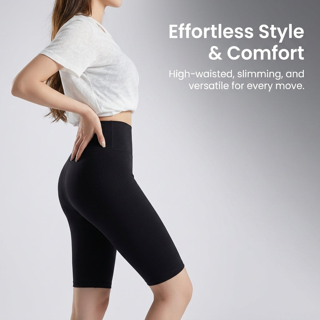 Compression Leggings Plus Size with Cooling Material for Outdoor Sports and Cycling, High Waist Fitness Shark Pants with Butt Lift Design