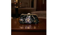 Evening Purse with Pearl Handle Elegant Evening Bag with Chain Strap Embroidered Clutch Bag for Weddings