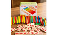 Arithmetic Rod Set Wooden Counting Sticks Set Storage Tin Box Learning Aid for Preschoolers