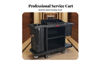 Room Service Trolley Wheeled Hotel Room Service Cart Multi-Compartment Hotel Housekeeping Cart for Janitors, Hotels, Office Buildings, Workplaces
