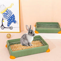 Extra Large Litter Tray and Guinea Pig Litter Tray, Bunny Toilet Tray with Removable Grate, Square Basin for Chinchillas and Hamsters