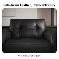 Straight-Line Block Settee Genuine Leather Multi-Seat Settee Italian Minimalist Design Sofa for Homeowners, Apartment Dwellers, Lounge Area, Bedroom