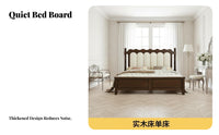 Button-Tufted Wooden Bed sturdy Wood Construction Bedroom Furniture Vintage design Bedstead for partners, Homeowners, Home, Guest Room