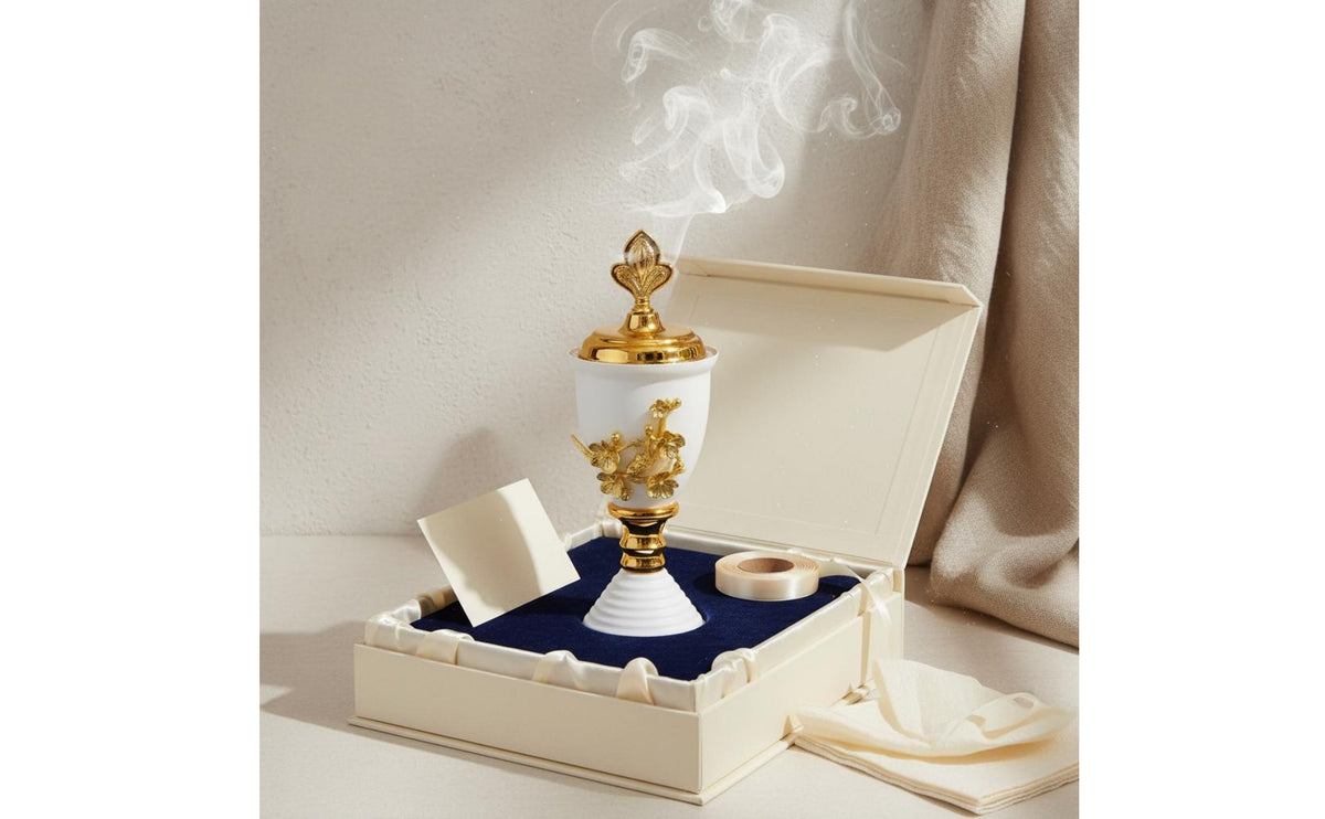 Gold Flower Decoration Arabic Incense Burner Long-Lasting Home Decor Item Luxury