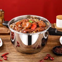 Multi-Cooktop Compatible Stainless Steel Pressure Cooker Large Capacity Stainless Steel Pressure Pot Heat-Resistant Handles Fast Cooking Pot Energy Saving for Families, Home Use