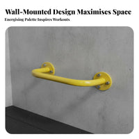 Wall-Mounted Pull-up Bar Steel Construction Wall Mounted Pull up Bar Space Saving Curved Design-Shaped Fitness Handle for Adults, Indoor, Basement