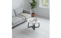 2 Pieces Easy to Clean Nesting Coffee Table Set Sturdy Metal Frame Round Tray Top Table Set for Small Apartment Dwellers