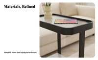 Space-Saving 2-Tier C-Shaped Table Minimalist Design Home Furniture Sturdy Construction Rounded Corners for Apartment Dwellers, Homeowners, Students, Living Room, Bedroom, Small Areas, Balcony