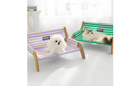 Breathable Elevated Pet Bed Cooling Wooden Frame Pet Cot for Cats, Summer, Indoor