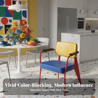 Postmodernist Design Chair with Semi-Circle rear Light Luxury Seating Furniture striking Color Blocking Artistic aesthetic for Interior Designers, Young Adults, Dining Room, Home Office, Entryway, study corner
