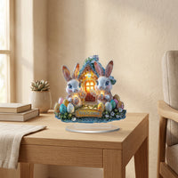 Bunny Table Sign, 2D Easter Table Decor Spring Bunny Figurine for Office Home Party Decoration