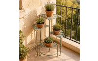 Four-Tier Plant Stand Openwork 4 Tier Plant Stand Floral Cutout Potted Bloom Display Rack for Balcony